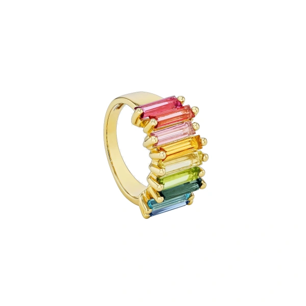 Amalfi Stacker Half Band in 14K Yellow Gold, Rainbow