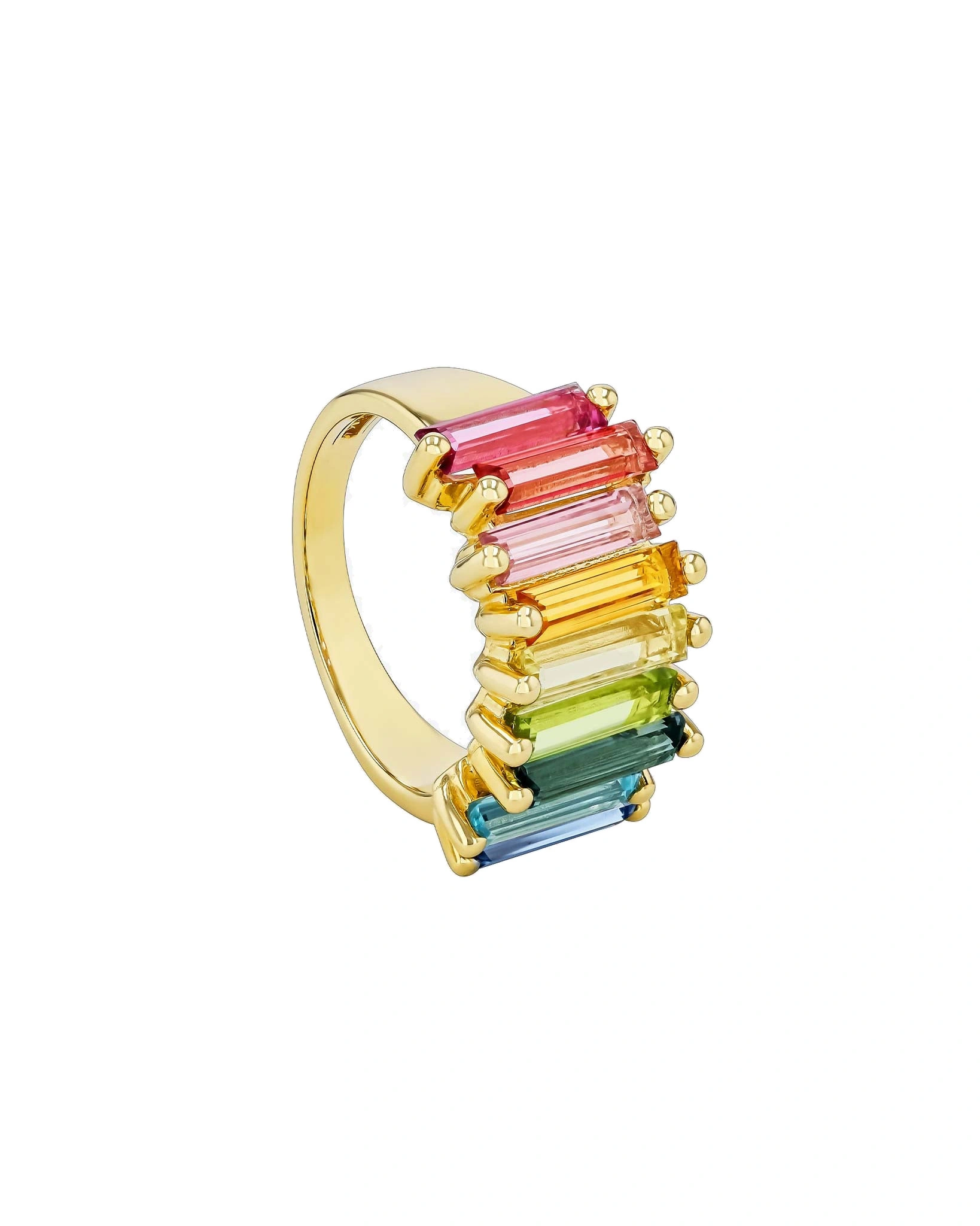Suzanne Kalan Amalfi Stacker Half Band in 14K Yellow Gold, Rainbow Suzanne Kalan Amalfi Stacker Half Band in 14K Yellow Gold, Rainbow | Fine Rings | Coveti