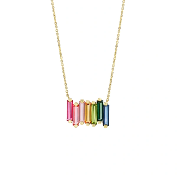 Suzanne Kalan Amalfi Stacker Pendant in 14K Yellow Gold, Rainbow | Fine Necklaces | Coveti