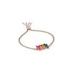 Suzanne Kalan Amalfi Stacker Rainbow Pulley Bracelet in 14K Rose Gold | Fine Bracelets | Coveti