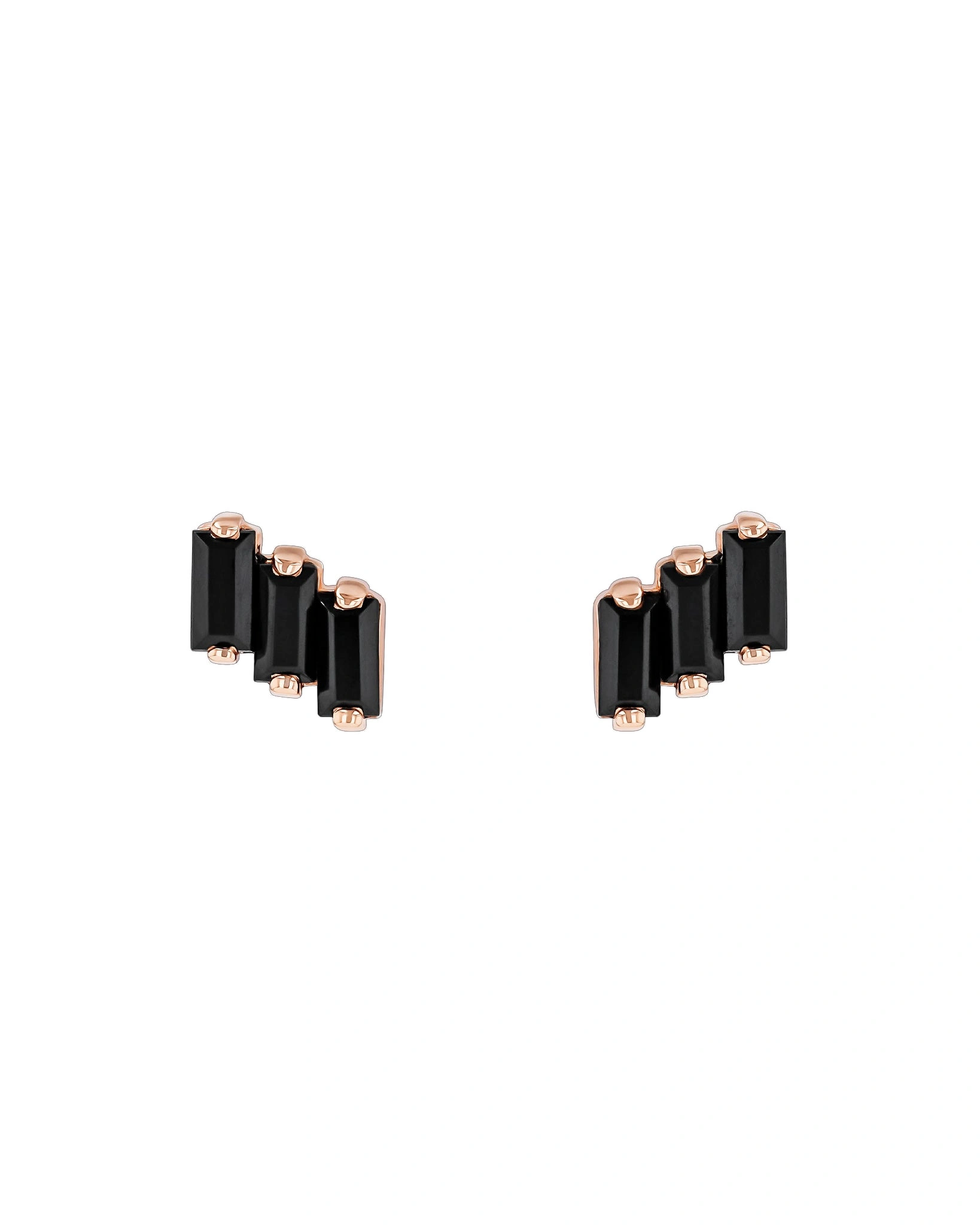 Suzanne Kalan Amalfi Studs in 14K Rose Gold, Black Spinel Suzanne Kalan Amalfi Studs in 14K Rose Gold, Black Spinel | Fine Earrings | Coveti