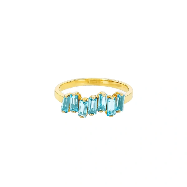 Suzanne Kalan Amalfi Swiss Blue Topaz Half Band in 14K Yellow Gold | Fine Rings | Coveti
