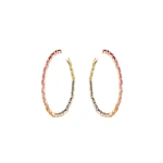 Suzanne Kalan Amalfi Vertical Rainbow Mega Hoops in 14K Rose Gold | Fine Earrings | Coveti