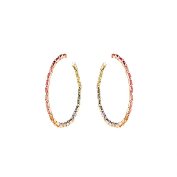 Amalfi Vertical Rainbow Mega Hoops in 14K Rose Gold
