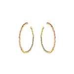 Suzanne Kalan Amalfi Vertical Rainbow Mega Hoops in 14K Yellow Gold | Fine Earrings | Coveti