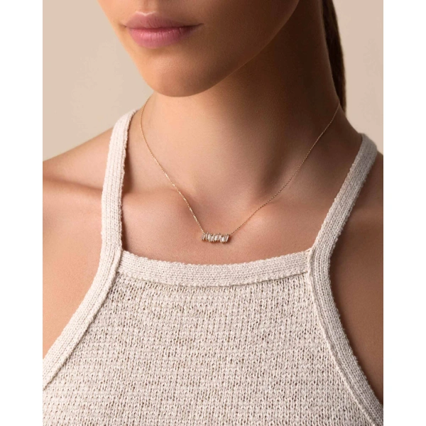 Suzanne Kalan Amalfi White Topaz Bar Pendant in 14K Yellow Gold | Fine Necklaces | Coveti