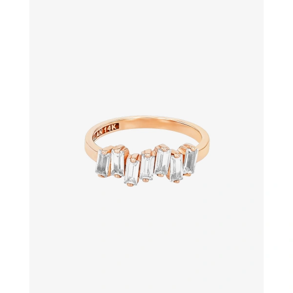 Suzanne Kalan Amalfi White Topaz Half Band in 14K Rose Gold | Fine Rings | Coveti