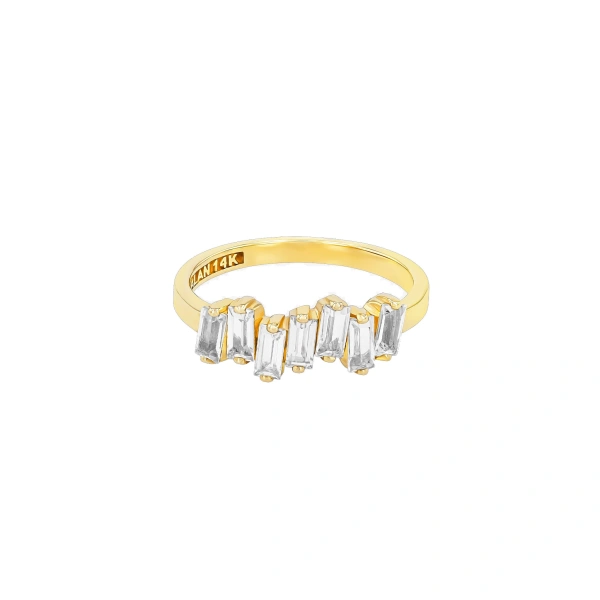 Suzanne Kalan Amalfi White Topaz Half Band in 14K Rose Gold | Fine Rings | Coveti