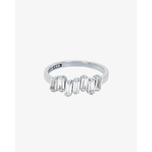 Suzanne Kalan Amalfi White Topaz Half Band in 14K Yellow Gold | Fine Rings | Coveti
