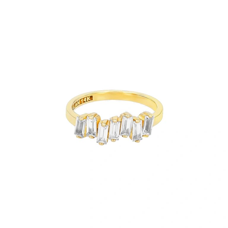 Suzanne Kalan Amalfi White Topaz Half Band in 14K Yellow Gold | Fine Rings | Coveti
