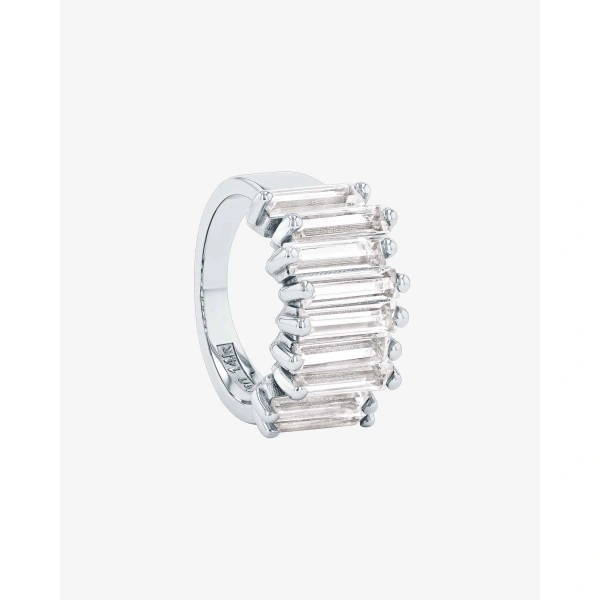 Suzanne Kalan Amalfi White Topaz Stacker Half Band in 14K Rose Gold | Fine Rings | Coveti