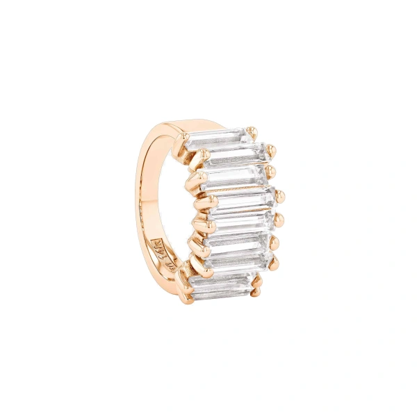 Amalfi White Topaz Stacker Half Band in 14K Rose Gold