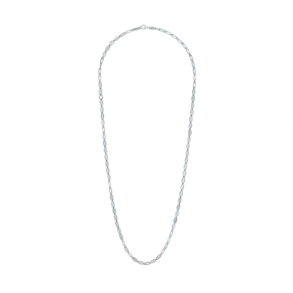 Block-Chain Air Medium Necklace in 18K White Gold