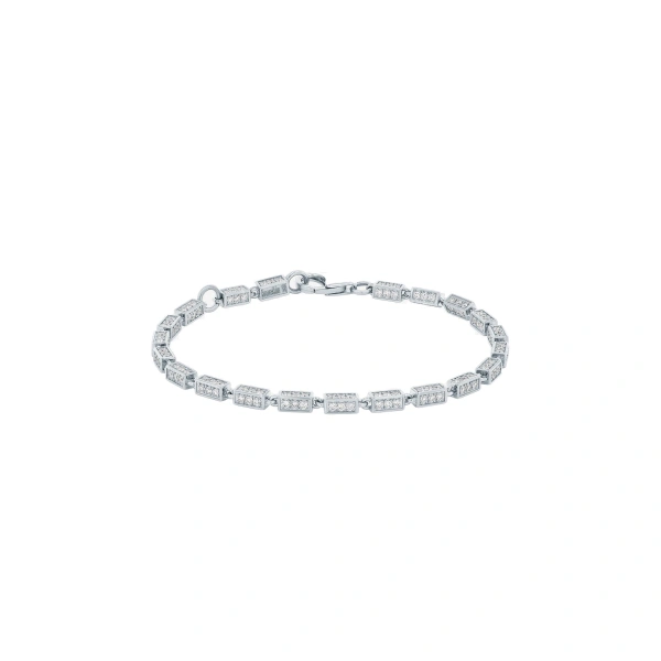 Suzanne Kalan Block-Chain Full Pave Diamond Medium Bracelet in 18K White Gold | Fine Bracelets | Coveti