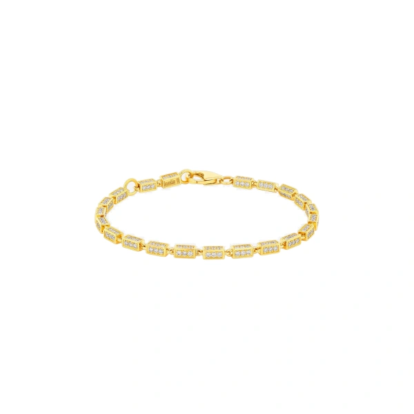 Suzanne Kalan Block-Chain Full Pave Diamond Medium Bracelet in 18K Yellow Gold | Fine Bracelets | Coveti