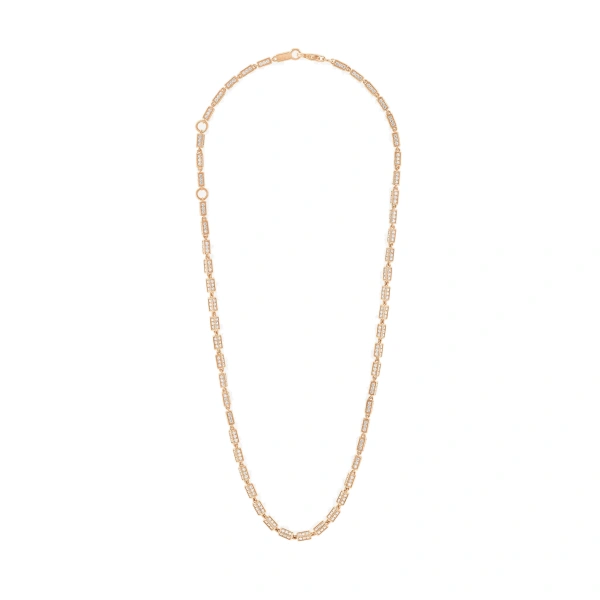 Suzanne Kalan Block-Chain Full Pave Diamond Medium Necklace in 18K Rose Gold | Fine Necklaces | Coveti