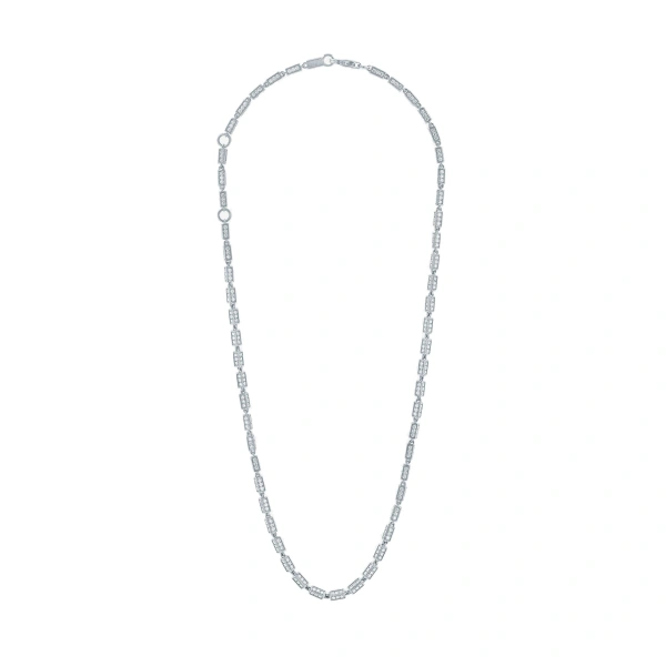 Suzanne Kalan Block-Chain Full Pave Diamond Medium Necklace in 18K White Gold | Fine Necklaces | Coveti