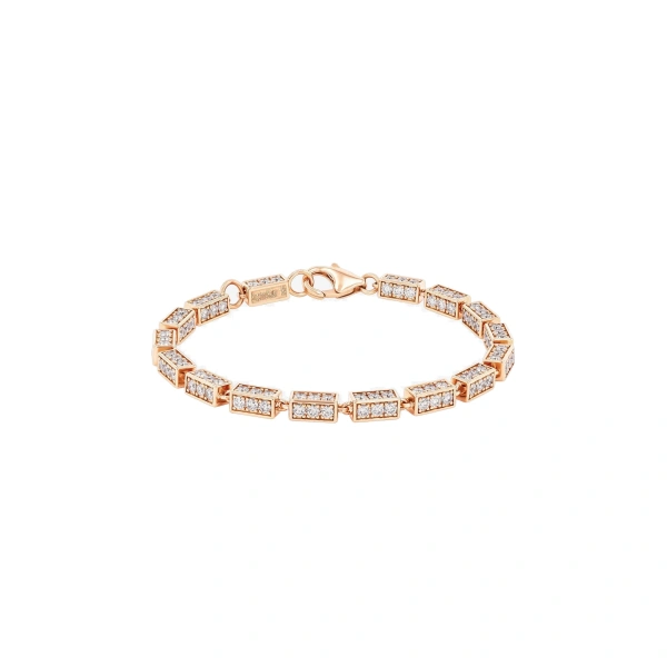 Suzanne Kalan Block-Chain Full Pave Diamond Thick Bracelet in 18K Rose Gold, Ref. GCB126D-7X | Fine Bracelets | Coveti