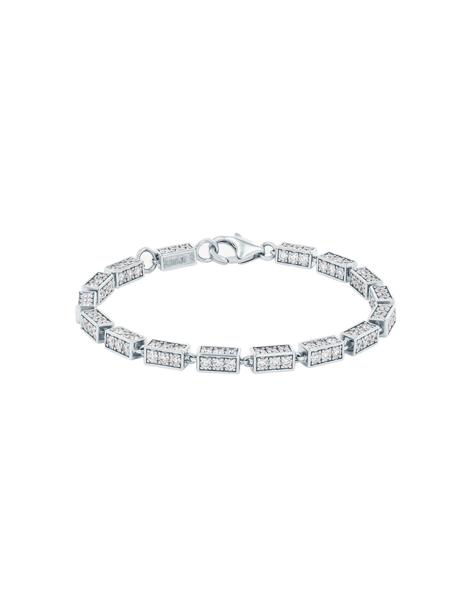 Suzanne Kalan Block-Chain Full Pave Diamond Thick Bracelet in 18K White Gold, Ref. GCB126D-7 Suzanne Kalan Block-Chain Full Pave Diamond Thick Bracelet in 18K White Gold, Ref. GCB126D-7 | Fine Bracelets | Coveti