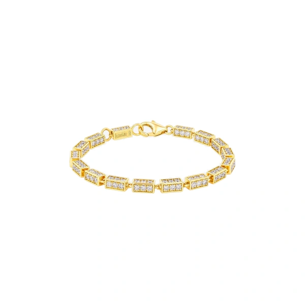 Suzanne Kalan Block-Chain Full Pave Diamond Thick Bracelet in 18K Yellow Gold, Ref. GCB126D-7XXX | Fine Bracelets | Coveti