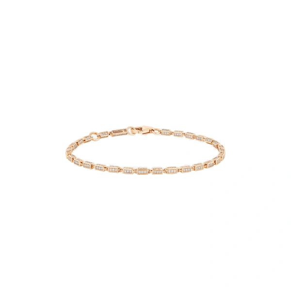 Suzanne Kalan Block-Chain Full Pave Diamond Thin Bracelet in 18K Rose Gold | Fine Bracelets | Coveti