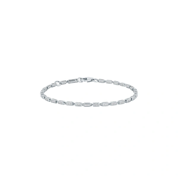 Suzanne Kalan Block-Chain Full Pave Diamond Thin Bracelet in 18K White Gold | Fine Bracelets | Coveti