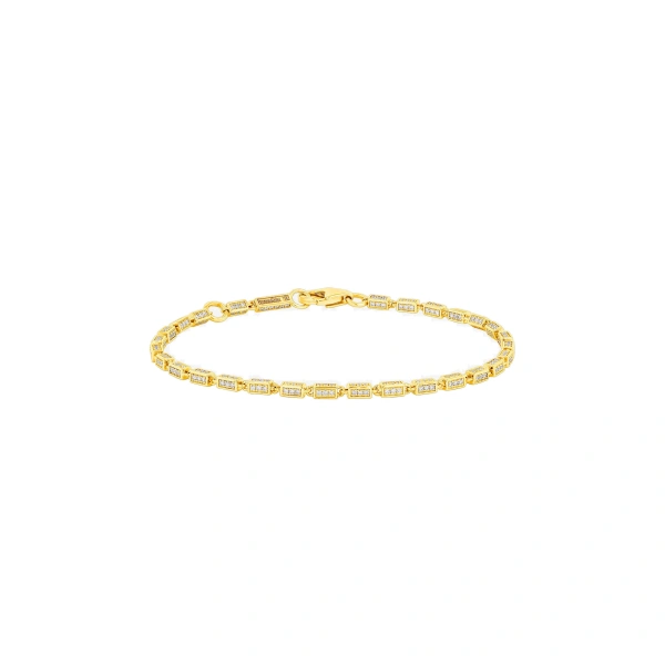 Suzanne Kalan Block-Chain Full Pave Diamond Thin Bracelet in 18K Yellow Gold | Fine Bracelets | Coveti