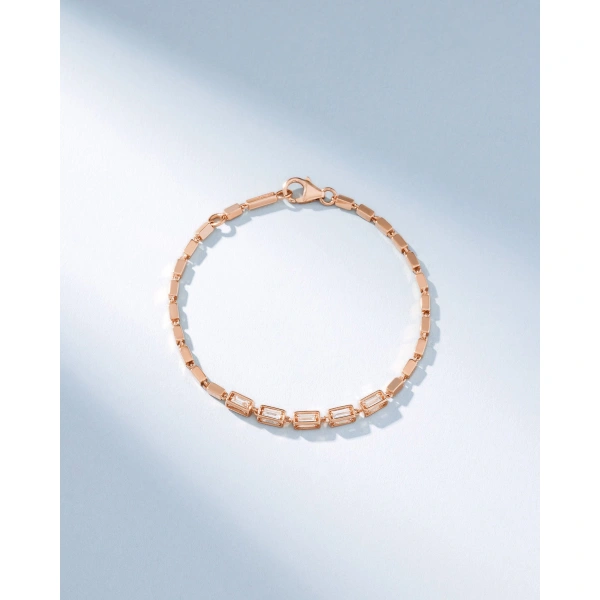 Suzanne Kalan Block-Chain Multi-Diamond Medium Bracelet in 18K Rose Gold | Fine Bracelets | Coveti