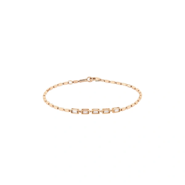 Suzanne Kalan Block-Chain Multi-Diamond Thin Bracelet in 18K Rose Gold | Fine Bracelets | Coveti