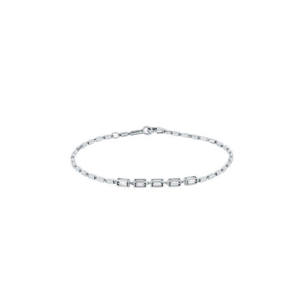Suzanne Kalan Block-Chain Multi-Diamond Thin Bracelet in 18K White Gold | Fine Bracelets | Coveti