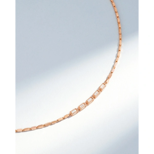 Suzanne Kalan Block-Chain Multi-Diamond Thin Necklace in 18K Rose Gold | Fine Necklaces | Coveti