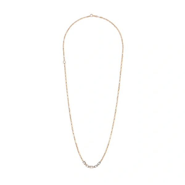 Block-Chain Multi-Diamond Thin Necklace in 18K Rose Gold