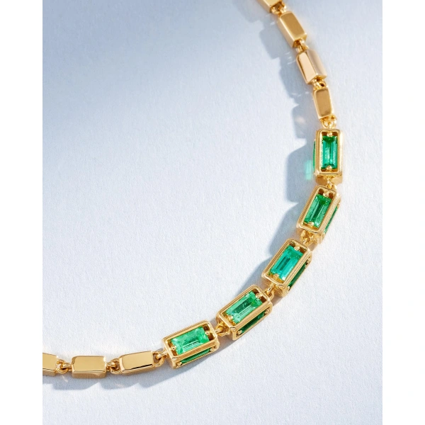 Suzanne Kalan Block-Chain Multi-Emerald Medium Bracelet in 18K Yellow Gold | Fine Bracelets | Coveti