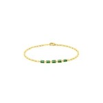 Suzanne Kalan Block-Chain Multi Thin Bracelet in 18K Yellow Gold, Emerald | Fine Bracelets | Coveti