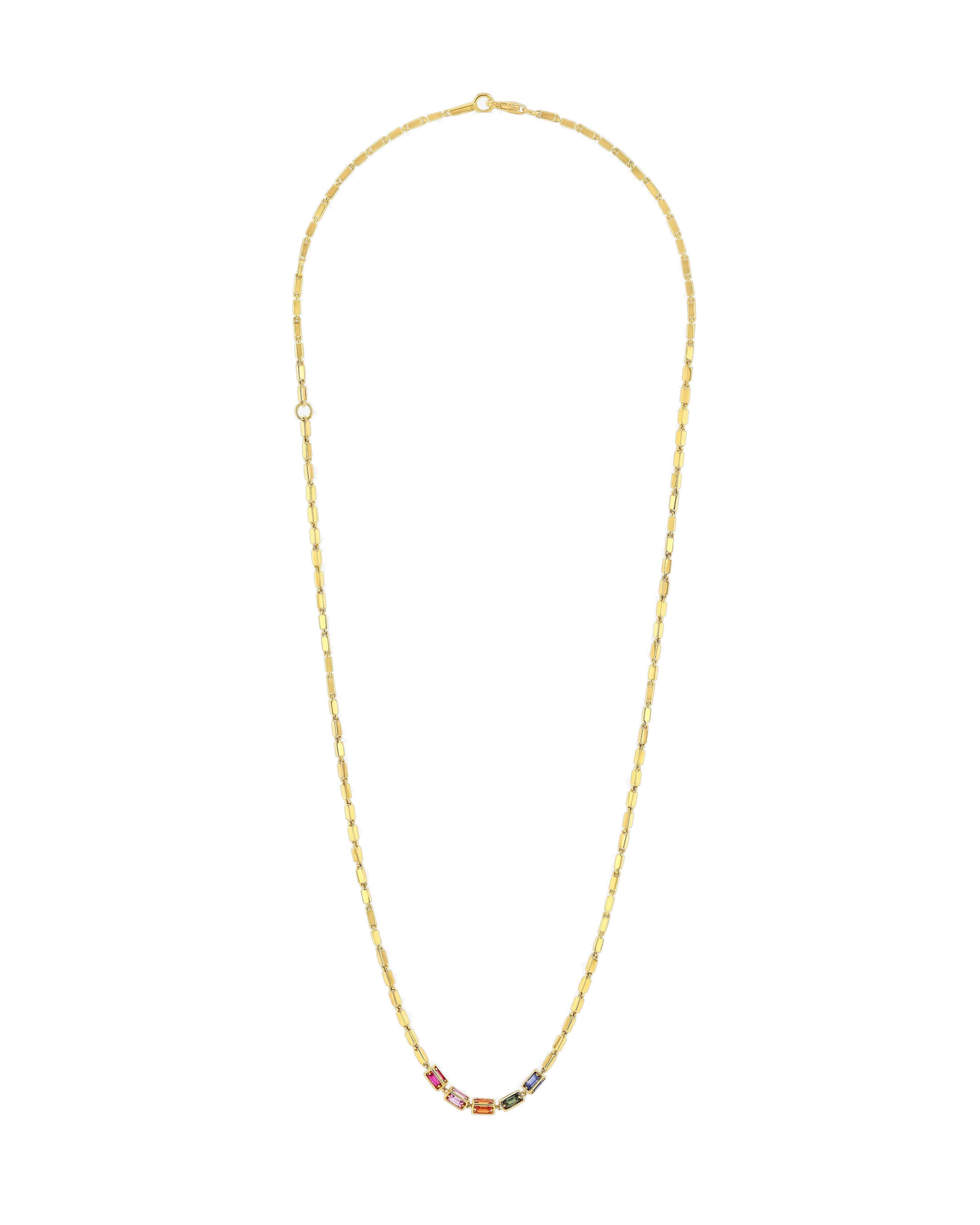 Suzanne Kalan Block-Chain Multi Thin Necklace in 18K Yellow Gold, Rainbow Sapphire Suzanne Kalan Block-Chain Multi Thin Necklace in 18K Yellow Gold, Rainbow Sapphire | Fine Necklaces | Coveti