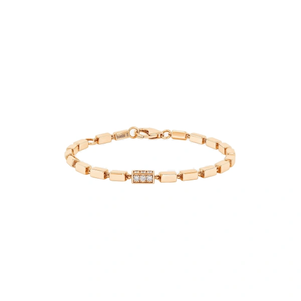 Suzanne Kalan Block-Chain Single Pave Diamond Thick Bracelet in 18K Rose Gold | Fine Bracelets | Coveti