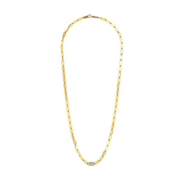 Suzanne Kalan Block-Chain Single Pave Diamond Thick Necklace in 18K Yellow Gold | Fine Necklaces | Coveti