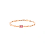 Suzanne Kalan Block-Chain Single Pink Sapphire Thick Bracelet in 18K Rose Gold | Fine Bracelets | Coveti