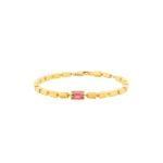 Suzanne Kalan Block-Chain Single Pink Sapphire Thick Bracelet in 18K Yellow Gold | Fine Bracelets | Coveti