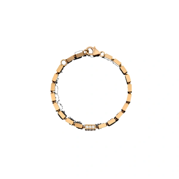 Block-Chain Single Thick Bracelet in 18K Rose Gold, Ref. GCB113DM-8-RG
