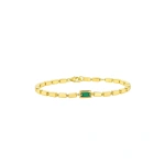 Suzanne Kalan Block-Chain Single Thick Bracelet in 18K Yellow Gold, Emerald, Ref. GCB112E-7-E | Fine Bracelets | Coveti