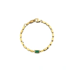 Suzanne Kalan Block-Chain Single Thick Bracelet in 18K Yellow Gold, Emerald, Ref. GCB112EM-8-YG-E | Fine Bracelets | Coveti