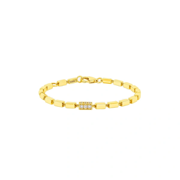 Suzanne Kalan Block-Chain Single Thick Bracelet in 18K Yellow Gold, Ref. GCB113D-7 | Fine Bracelets | Coveti