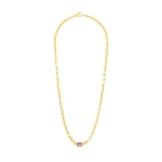 Suzanne Kalan Block-Chain Single Thick Necklace in 18K Yellow Gold, Pink Sapphire | Fine Necklaces | Coveti