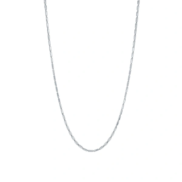 Block-Chain Thin Necklace in 18K White Gold