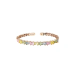 Suzanne Kalan Bold Bangle in 18K Rose Gold, Pastel Sapphire | Fine Bracelets | Coveti