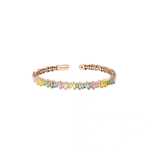 Suzanne Kalan Bold Bangle in 18K Rose Gold, Pastel Sapphire | Fine Bracelets | Coveti
