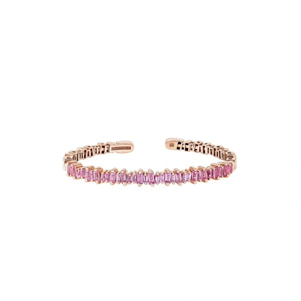 Suzanne Kalan Bold Bangle in 18K Rose Gold, Pink Sapphire | Fine Bracelets | Coveti