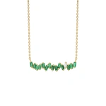 Suzanne Kalan Bold Bar Pendant in 18K Yellow Gold, Emerald | Fine Necklaces | Coveti