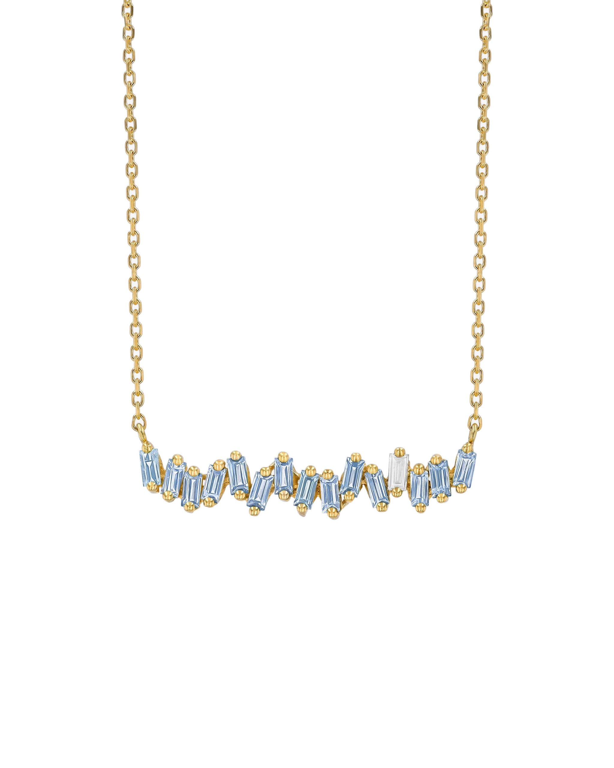 Suzanne Kalan Bold Bar Pendant in 18K Yellow Gold, Light Blue Sapphire Suzanne Kalan Bold Bar Pendant in 18K Yellow Gold, Light Blue Sapphire | Fine Necklaces | Coveti